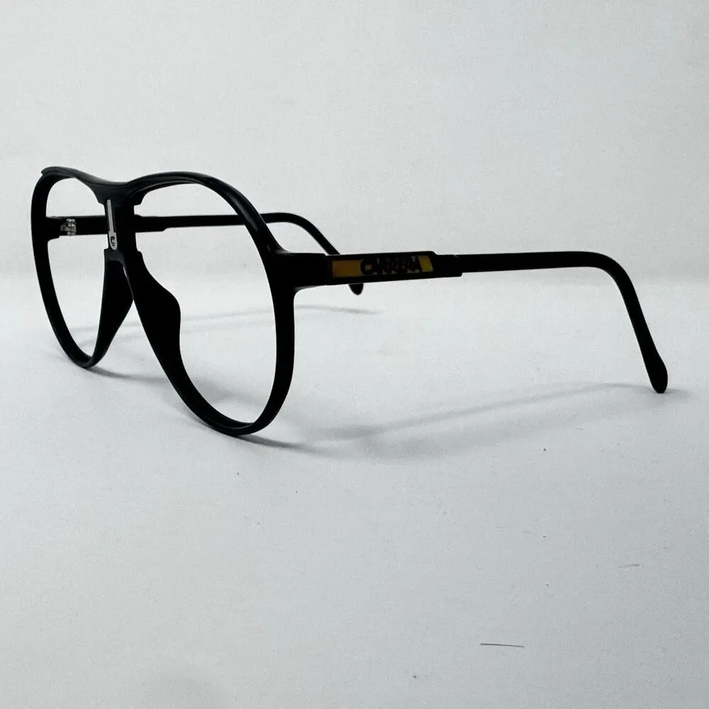 Vintage 1970s Carrera 5407 Black Aviator Eyeglass Frames Germany 65-15-142